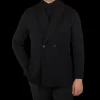 Stenströms Knitwear | Black Merino Wool Db Smoking Cardigan