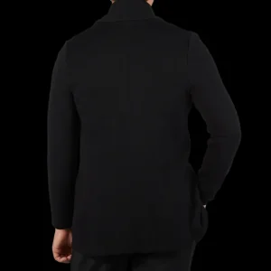 Stenströms Knitwear | Black Merino Wool Db Smoking Cardigan