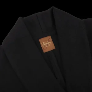 Stenströms Knitwear | Black Merino Wool Db Smoking Cardigan