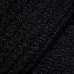 Pantherella Socks | Black Merino Wool Ribbed Ankle Socks