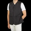 Taion Outerwear | Black Nylon Down V-Neck Button Vest