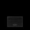 Smythson Wallets | Black Panama Leather Flat Card Holder