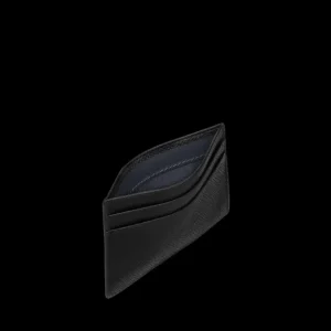 Smythson Wallets | Black Panama Leather Flat Card Holder