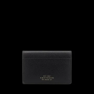 Smythson Wallets | Black Panama Leather Folded Card Case