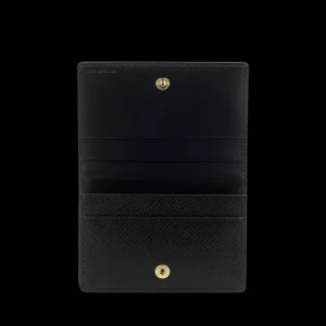 Smythson Wallets | Black Panama Leather Folded Card Case