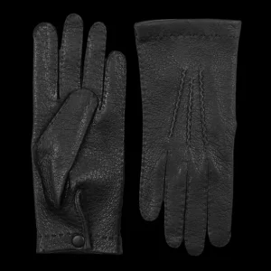 Hestra Gloves | Black Peccary Unlined Palm Button Gloves