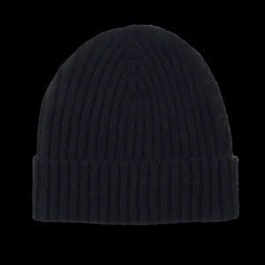 Amanda Christensen Beanies | Black Ribbed Cashmere Beanie