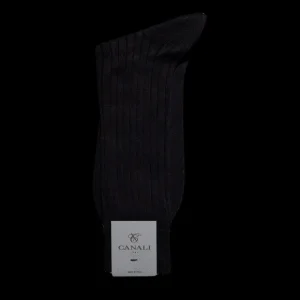 Canali Socks | Black Ribbed Cotton Socks