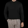 Fedeli Knitwear | Black 140S Wool Mockneck Sweater