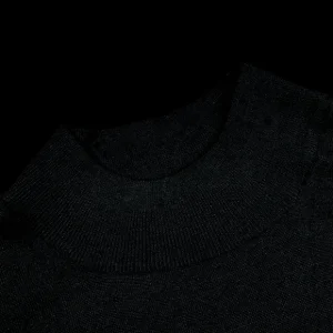 Fedeli Knitwear | Black 140S Wool Mockneck Sweater