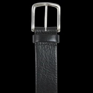 Andersons Belts | Black Saddle Leather Silver Buckle 35Mm Belt