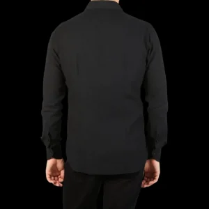 Xacus Shirts | Black Washed Cotton Twill Casual Shirt