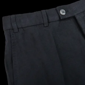 Hiltl Trousers | Black Washed Linen Regular Fit Chinos