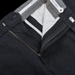 Hiltl Trousers | Black Washed Linen Regular Fit Chinos