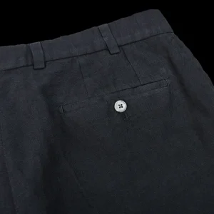 Hiltl Trousers | Black Washed Linen Regular Fit Chinos