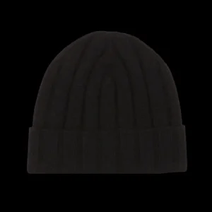 Amanda Christensen Beanies | Black Wide Ribbed Cashmere Beanie