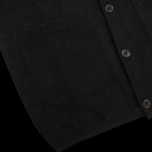 Universal Works Knitwear | Black Wool Fleece Button Cardigan