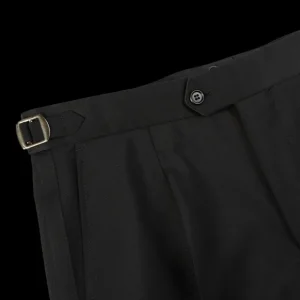 Studio 73 Trousers | Black Wool Mohair Tuxedo Trousers