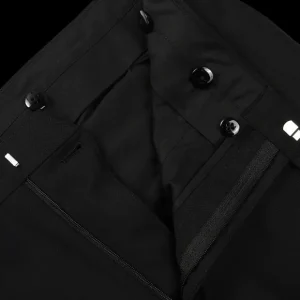 Baltzar Sartorial Trousers | Black Wool Mohair Tuxedo Flat Front Trousers