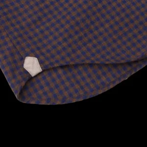 Tintoria Mattei Shirts | Blue Brown Checked Cotton Flannel Shirt