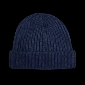 William Lockie Beanies | Blue Cashmere Ribbed Beanie