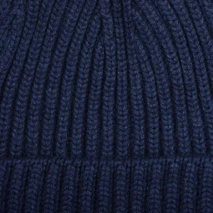 William Lockie Beanies | Blue Cashmere Ribbed Beanie