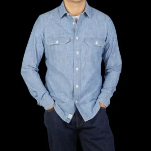 Tela Genova Shirts | Blue Cotton Chambray Emilio Shirt