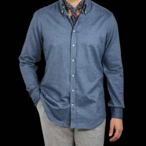 Stenströms Shirts | Blue Cotton Flannel Fitted Body Bd Shirt