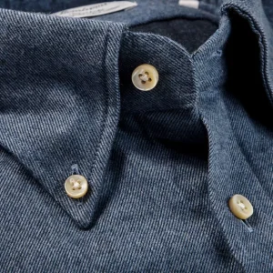 Stenströms Shirts | Blue Cotton Flannel Fitted Body Bd Shirt