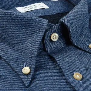 Stenströms Shirts | Blue Cotton Flannel Slimline Bd Shirt