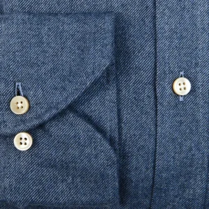 Stenströms Shirts | Blue Cotton Flannel Slimline Bd Shirt