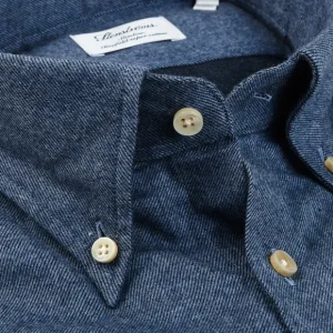 Stenströms Shirts | Blue Cotton Flannel Slimline Bd Shirt