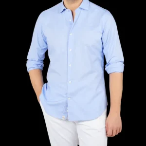 Tintoria Mattei Shirts | Blue Cotton Oxford Casual Shirt