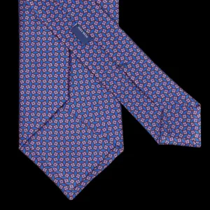 Silvio Fiorello Ties | Blue Geometric Printed Satin Silk Tie
