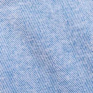 Derek Rose Loungewear | Blue Herringbone Cotton Classic Fit Pyjamas
