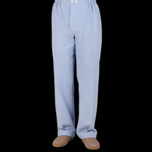 Derek Rose Loungewear | Blue Herringbone Cotton Classic Fit Pyjamas