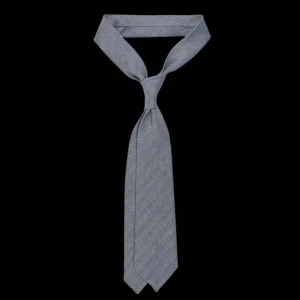 Dreaming Of Monday Ties | Blue Herringbone 7-Fold Irish Linen Tie