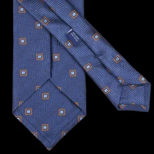 Silvio Fiorello Ties | Blue Herringbone Woven Silk Tie