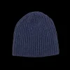 William Lockie Beanies | Blue Melange Cashmere Ribbed Short Beanie