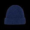 William Lockie Beanies | Blue Melange Cashmere Ribbed Beanie