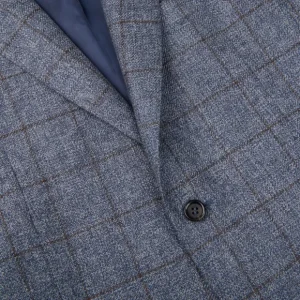 Canali Blazers | Blue Melange Checked Wool Drop 6 Blazer