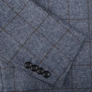Canali Blazers | Blue Melange Checked Wool Drop 6 Blazer