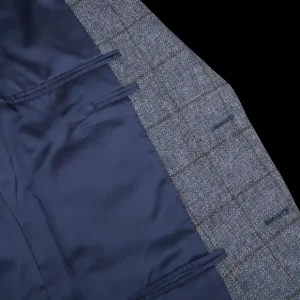 Canali Blazers | Blue Melange Checked Wool Drop 6 Blazer