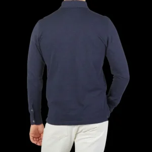 Gran Sasso Shirts | Blue Melange Cotton Cashmere Popover