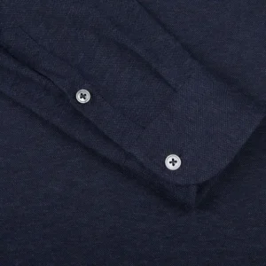 Gran Sasso Shirts | Blue Melange Cotton Cashmere Popover