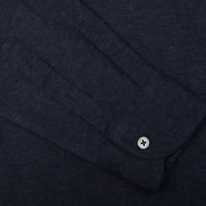 Gran Sasso Shirts | Blue Melange Cotton Cashmere Knitted Shirt