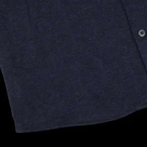 Gran Sasso Shirts | Blue Melange Cotton Cashmere Knitted Shirt