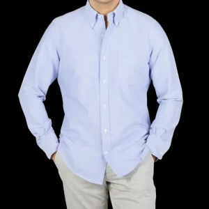 Glanshirt Shirts | Blue Melange Cotton Oxford Bd Regular Shirt