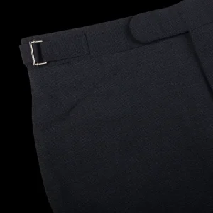 Canali Trousers | Blue Melange Diagonal Wool Blend Trousers