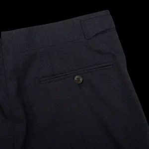 Canali Trousers | Blue Melange Diagonal Wool Blend Trousers